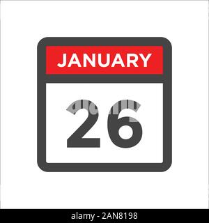 Januar 26 Symbol Kalender w Tag des Monats Stock Vektor