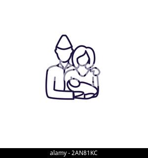 Große Generation Symbol w Soldat und Frau Holding Baby Stock Vektor