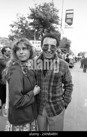 Palermo (Italien), April 1981, Stefania Craxi und Paolo Pillitteri, beziehungsweise Tochter und Schwager von Bettino Craxi, Sekretär der Sozialistischen Partei Italiens (PSI), beteiligen sich an der XLII Kongress der PSI. Pillitteri auch Bürgermeister von Mailand von 1986 bis 1992 Stockfoto