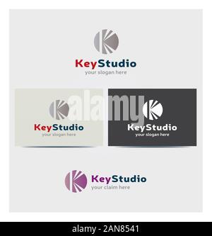 Buchstabe K Symbol, Logo für Corporate Business, Karte Mock up in mehreren Farben Stock Vektor
