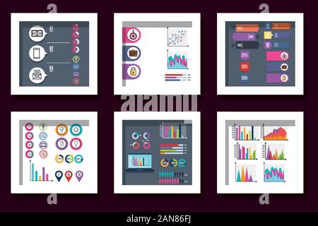 Bündel von Statistiken Infografik Symbole Stock Vektor