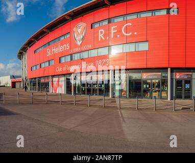 ST Helens R.F.C. ist ein professioneller Rugby-League-Verein in St Helens, Merseyside, der in der Super League, der obersten Wettkampfebene für Rugby, antritt Stockfoto