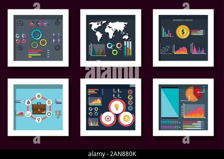 Bündel von Statistiken Infografik Symbole Stock Vektor