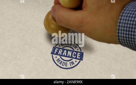 In Frankreich Stempel und Stanzen. Fabrik, Herstellung und Produktion land Konzept. Stockfoto