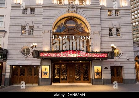 LONDON - Dezember 03, 2019: Hamilton im Victoria Palace Theatre in London. Stockfoto