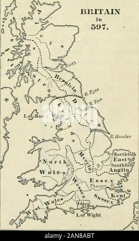 Die britische Nation eine Geschichte/von George MWrong. n der römischen Bevölkerung, die tohis Anleitung in diesen unruhigen Tagen, vertrauenswürdige, erfuhr, dass er hadgone, erhöhten sie einen Tumult und bestand darauf, dass er shouldbe zurückgerufen. Gregory zurückgekehrt, und in der Zeit Papst wurde; aber England war nach seinem Gewissen, und, wenn er könnte, organisierte er eine starke Mission, mit der etwa vierzig Mitglieder, bis dahin, Augustinus, der Abt von St. Andrews, amonastery etabliert, die von Gregor in seinem eigenen ancestralpalace, wurde Blei - äh, aber auf der journeyhe hörte solche Erzählungen des grimmigen Englischen thathe zurück gesendet, askingpermission zurückzukehren. G Stockfoto