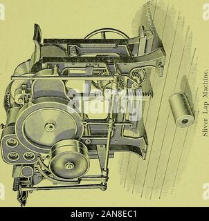 Beschreibender Katalog mit Anweisungen für die Einrichtung, Pflege und Verwendung von Kämmen Maschinen durch in Maschine arbeitet hergestellt: Hersteller von Baumwolle Maschinen, Whitinsville, Mass., USA. Jj Die in Maschine arbeitet. Die in der Maschine funktioniert. Sliver Lap Maschine. Diese Maschine ist für den Einsatz auf runden combingmachines oder Ribbon runde Maschinen zu machen. Die Runde wird von Run- ning vom 12. bis 16 Karte oder zeichnungsrahmen Remasuris gebildet, inordinary Dosen hinter der Maschine gehalten, die in den Führungen und Stopmotion Löffel zu einem ziehen Kopf aus drei Top andbottom Brötchen mit einem leichten Entwurf angeordnet. Von th Stockfoto