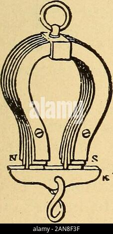 Erfahrungswerte aus der Praxis Strom; Grundsätze, Experimente und arithmetische Probleme, eine elementare text-Buch. Abb. 16.- HorseshoeMagnet und Hüter. Stockfoto