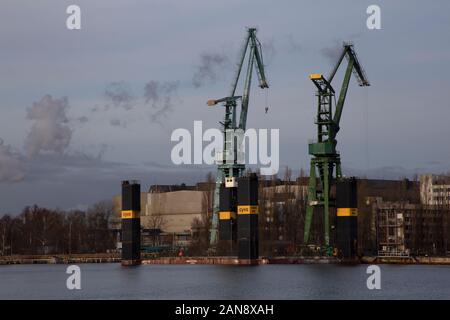 Krane in der Danziger Werft, Gdansk Polen Stockfoto