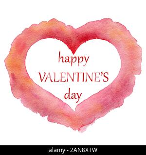 valentinstag Hintergrund mit offenem Herzen, Valentinskarte, festliches Wasserfarben-Design für Liebeskonzept Stockfoto