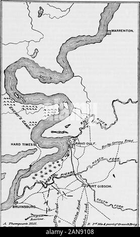 Der Krieg der Rebellion: Eine Zusammenstellung der offiziellen Aufzeichnungen der Union und der Konföderierten Armee. Irst Missouri Infan - versuchen und ersten Missouri Kavallerie, abgebaut werden. Die ehemalige Regiment ar-rived in der Zeit unseren Rückzug über Bayou Pierre zu decken und helfen bei der Zerstörung der Brücken; Letztere (7 Meilen entfernt) kam nicht bis in die Nacht. Die Munition war sehr knapp, vor allem in Tracys Brigade, deren ord- nance Zug nicht angekommen war. Fast alle meine Field Artillery hatte leftat die Punkte um Grand Golf bewacht werden und meine Infanterie linewas wesentlich erweitert, wie aus den Berichten entnommen werden kann Stockfoto