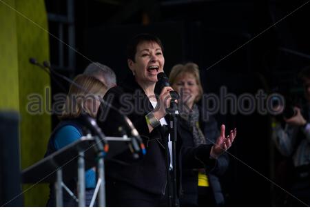 Ein Teilnehmer an einem Pro - Bleiben Kundgebung in London am Wochenende als anti-Brexit Gefühle hoch. Stockfoto