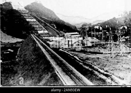 Grafische Abbildungen des Geschäfts unter der Kontrolle des Ministeriums für Kommunikation von Japan. Elektrische Anlagen in Japan. 26. Yatsuzawa Power House. TokioElectric Light Co. Stockfoto