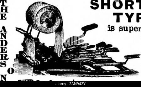 Scientific American Band 78 Nummer 03 (Januar 1898). Kurzschrift Schreibmaschine ist vorrangiges Stenografie. Einen Anschlag druckt eine 8^ Inclose Stempel. ganze Wort in Bein -! ible Englisch. Keine jstudy, keine Fehler, preat Geschwindigkeit. Ander - Sohn, 725 BennettBuilding, New York j IHagic * Laterne" Geld kauft mehr von uns als von jeder anderen Einrichtung - in zuverlässiger waren, meinen wir. Thequality unserer Linien nicht im- erwiesen. Die besten Materialien andhighest Skill machen. Wir sind der größte Händler der Welt in Stereopticons. etc., und unser Ruf ist hinter jedem Artikel die wir stellen. Katalog aller Dinge ste Stockfoto