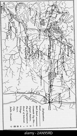 Der Krieg der Rebellion: Eine Zusammenstellung der offiziellen Aufzeichnungen der Union und der Konföderierten Armee. Streikposten, die Erfassung der enemys Versendungen und Rücksendung durch die gleiche Route. Bei Five-Mile Creek den Rest des Korps, in (iharge von Kapitän DeFord, erreicht Hauptquartier von Grand Golf in der Schlacht von liay - Mond, eine Abteilung der Korps, unter dem Kommando von Kapitän L. M. Schlauch, nahmen aktiv teil, und wurden für ihre Aktivität, Mut beglückwünscht, und Zuverlässigkeit. Bei Kaymond das Korps wurde in vier Abteilungen unterteilt, lösen und einen Abstand zu jeder Armee Korps (13., 15., und S zugewiesen Stockfoto