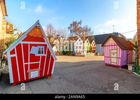 Weihnachtsdekoration in Turckheim, Elsass, Frankreich Stockfoto