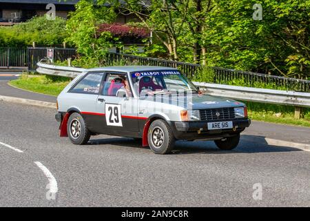 Nr. 29 1980 Talbot Sunbeam TI von Clive Escreet & Tom Leeming an der Pendle Power Fest, eine klassische, Veteran und Erbe Rennwagen Motor Show im Nelson & Colne College, Barrowford, Lancashire, UK angetrieben Stockfoto