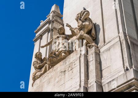 Denkmal von Cervantes am Plaza de Espana, Madrid, Spanien Stockfoto