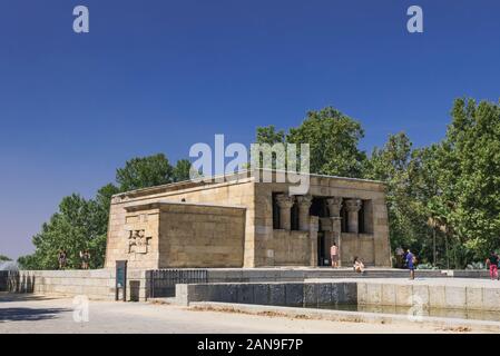 Der Tempel von Debod ist eine alte ägyptische Tempel, war ein Geschenk zu Spanien wurde abgebaut und wieder aufgebaut in Madrid, Spanien. Stockfoto