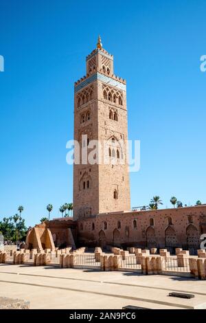 Koutoubia Moschee aus dem 12. Jahrhundert in der Altstadt von Marrakesch, Marokko Stockfoto