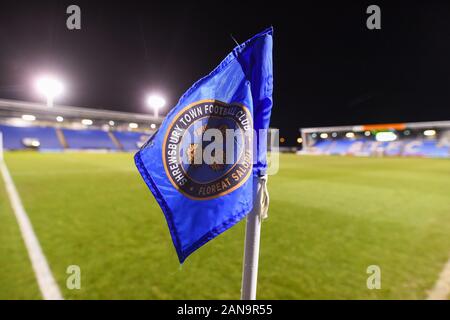 14. Januar 2020, Greenhous Meadow, Shrewsbury, England; Emirates FA Cup, Shrewsbury Town v Bristol Ort: Stadion schoss vor Kick off. Credit: Gareth Dalley/News Bilder Stockfoto