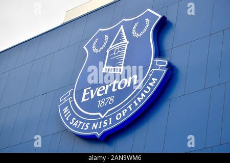 11. Januar 2020, Goodison Park, Liverpool, England; Premier League, Everton v Brighton und Hove Albion: Die everton Crest außerhalb der Masse: Simon Whitehead/News Bilder Stockfoto