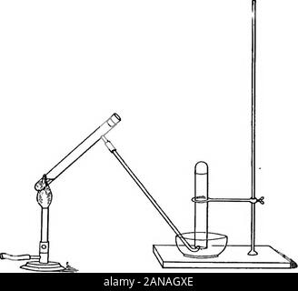 Grundlagen der medizinischen und klinischen chemistryWith Laborübungen in den Gas- und relightedagain wie es zurückgezogen wird. Eine Seite - Hals Test - ein Drittel voller verdünnen (10 Prozent.) sulfuricacid Füllen; mehrere Bits von Zink hinzufügen; sein Mund mit einem Korken schließen, und attacha Lieferung - Rohr wie in Abb. 7. Warten, bis die Luft aus, und dann ignitethe Gas, wie es geht, oder es über Wasser sammeln, und testen Sie ihn wie in der vorhergehenden Ex-periment. Ein gewöhnlicher Ton an der Lieferung Anhängen - Rohr der Wasserstoff gen-Erator und blasen Wasserstoff Seifenblasen; sie steigen in die Luft. Der Demonstrator füllen lassen Stockfoto