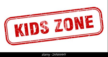 Kids Zone Stempel. Kids Zone square Grunge rote Zeichen Stock Vektor