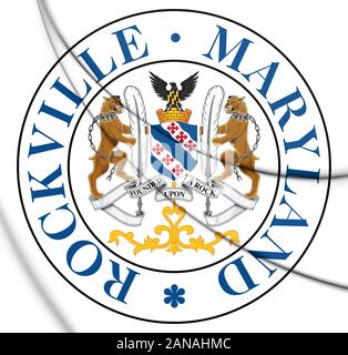 3D-Dichtung von Rockville (Maryland), USA. 3D-Darstellung. Stockfoto