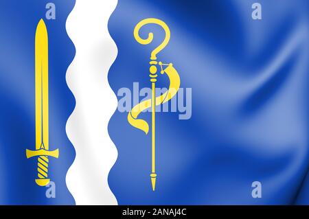 3D-Flagge Maasgouw (Limburg), Niederlande. 3D-Darstellung. Stockfoto