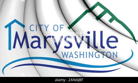3D-Emblem von Marysville (Washington State), USA. 3D-Darstellung. Stockfoto