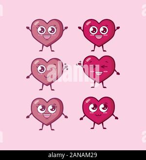 Bündel der Valentinstag herzen Zeichen Stock Vektor