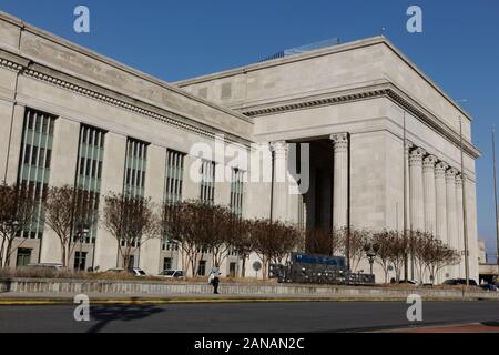 Philadelphia, PA, USA - Januar 15, 2020: Ostfassade William H. Grau III 30th Street Station in Zentrum der Stadt. Stockfoto