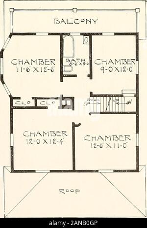 Der Plan Buch des Amerikanischen Wohnungen: Eine Zusammenstellung der ursprünglichen home Designs, vor, der dem tatsächlichen fotografische Fassaden und Grundrisse der preisgünstige Bungalows, Cottages, Wohnsitze. PIAZZA. Komplette Pläne und Spezifikationen für die Verwendung von Denison Load-Bearing Fliesen, unter Wilson-System Lager W a 11 Bau für $ 50 lizenziert. BUNGALOWS, Cottages, Residences Stockfoto