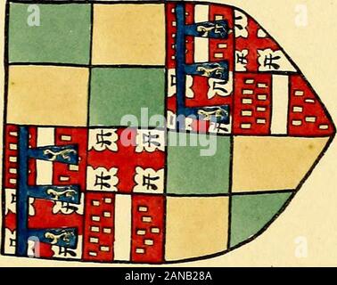 Fac simile eines zeitgenössischen Rolle mit dem Namen und dem Wappen der souveränen und der geistlichen und weltlichen Altersgenossen, die im Parlament saß am Westminster am 5. Februar das sechste Jahr der Regierung des Königs Heinrich der Achte, anno Domini, 1515 in den Besitz von Thomas Willement. Wenn Wenn Stockfoto