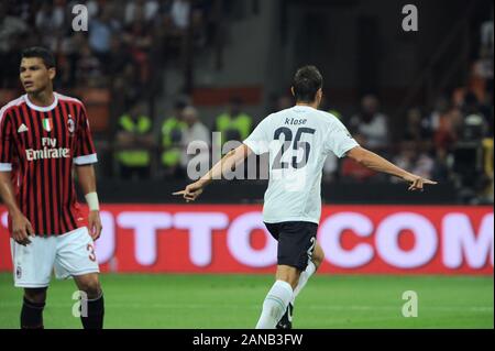 Mailand, Italien, 09. September 2011,'' San Siro Stadion, schweren Fußball-Meisterschaft ein 2011/2012, AC Mailand - SS Lazio: Miroslav Klose feiert, nachdem das Ziel Stockfoto