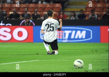 Mailand, Italien, 09. September 2011,'' San Siro Stadion, schweren Fußball-Meisterschaft ein 2011/2012, AC Mailand - SS Lazio: Miroslav Klose feiert, nachdem das Ziel Stockfoto