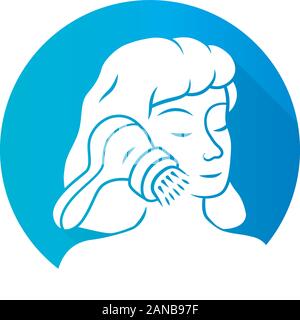 Gesicht Reinigungsbürste flache Bauweise lange Schatten glyph Icon. Pore sauberer. Comedone und Mitesser entfernen. Schönheit Gerät für zu Hause. Beauty elektrische ins Stock Vektor