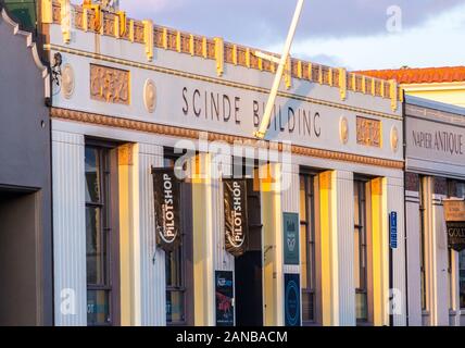 Art déco-Gebäude, dem ehemaligen Scinde Scinde Lodge masonic Hall, von Williams und Westerholm, 1932, Napier, Hawke's Bay, North Island, Neuseeland Stockfoto