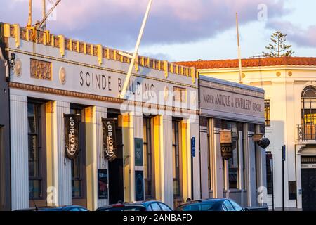 Art déco-Gebäude, dem ehemaligen Scinde Scinde Lodge masonic Hall, von Williams und Westerholm, 1932, Napier, Hawke's Bay, North Island, Neuseeland Stockfoto