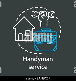 Heimwerker Service chalk Konzept Symbol. Home service Idee. Home Reparatur. Kaputte Fenster und elektrische Lampen befestigen. Haus Wartung. Vektor isoliert chalkbo Stock Vektor
