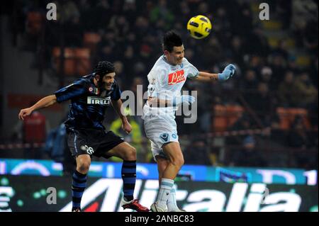 Mailand, Italien, 06. Januar 2011, 'G.' Meazza San Siro Stadion, Campionato di Calcio Seria A 2010/2011, FC Inter-SSC Napoli: Marek Hamsik in Aktion während des Spiels Stockfoto