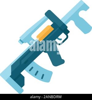 Groza Waffe flache Bauweise lange Schatten Farbe Symbol. Virtuelle Videospiel Waffe, Pistole. Shooter Spiel Gewehr, Blaster. Kinder Spielzeug. Esport Sniper militärischen erfinden Stock Vektor