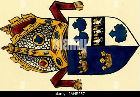 Fac simile eines zeitgenössischen Rolle mit dem Namen und dem Wappen der souveränen und der geistlichen und weltlichen Altersgenossen, die im Parlament saß am Westminster am 5. Februar das sechste Jahr der Regierung des Königs Heinrich der Achte, anno Domini, 1515 in den Besitz von Thomas Willement. Stockfoto