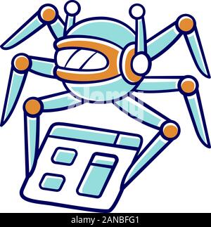 Crawler Farbe Symbol. Spiderbot. Search Engine Optimization. Automatische Indexer. Content Monitoring. Künstliche Intelligenz. Web Indexierung. Roboter Softwar Stock Vektor