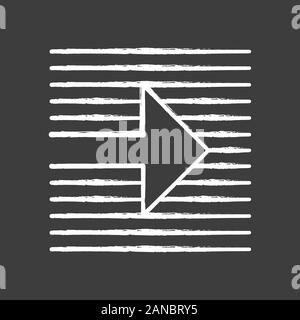 Pfeil auf gestreiften Hintergrund chalk Symbol. Pfeilspitze zeigt nach rechts. Navigation Anzeige Symbol für horizontale gestreiften Hintergrund. Richtung bewegen. Poin Stock Vektor