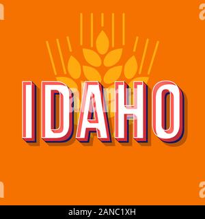 Idaho vintage 3d Vektor Schriftzug. Retro bold Font, Schrift. Pop Art stilisierten Text. Old School Style Neonlicht Buchstaben. 90 s, 80 s Poster, Banner typo Stock Vektor