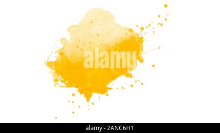 Gelb Aquarell blot Hintergrund. Schöne gelbe Isolierte Bürste Stockfoto