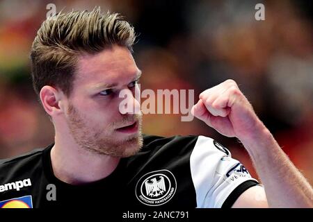 16. Januar 2020, Österreich, Wien: Handball: Em, Hauptrunde, Gruppe 1, 1. Spieltag, Weißrussland - Deutschland in der Wiener Stadthalle. Tobias Reichmann Deutschland cheers. Foto: Robert Michael/dpa-Zentralbild/dpa Stockfoto