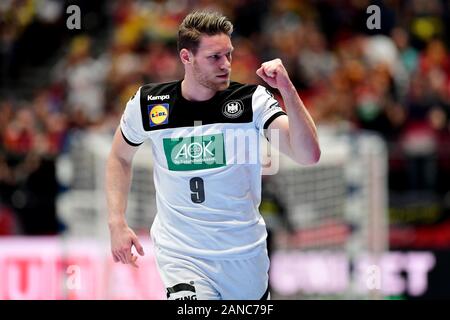 16. Januar 2020, Österreich, Wien: Handball: Em, Hauptrunde, Gruppe 1, 1. Spieltag, Weißrussland - Deutschland in der Wiener Stadthalle. Tobias Reichmann Deutschland cheers. Foto: Robert Michael/dpa-Zentralbild/dpa Stockfoto